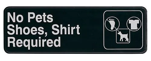 Update International S39-19BK - "No Pets/Shoes Shirt Required" Sign