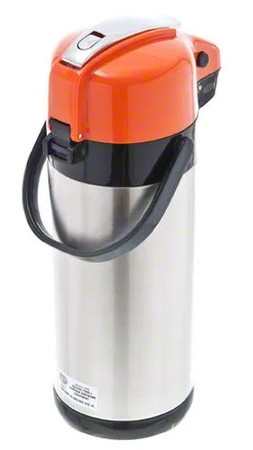 Update International NVSL-30OR - 5.5" x 15.38" x 5.5" - Stainless Steel Air Pot with Orange Lever Top  