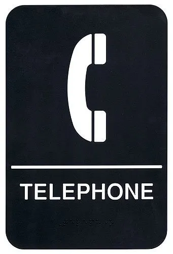 Update International S69B-7BK - "Telephone" Braille Sign