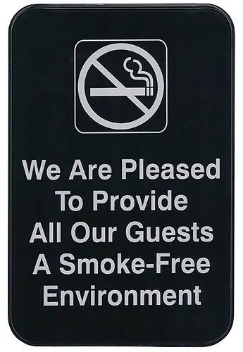 Update International S69-1BK - "We Are Pleased To Provide All Our Guests A Smoke-Free Environment" Sign