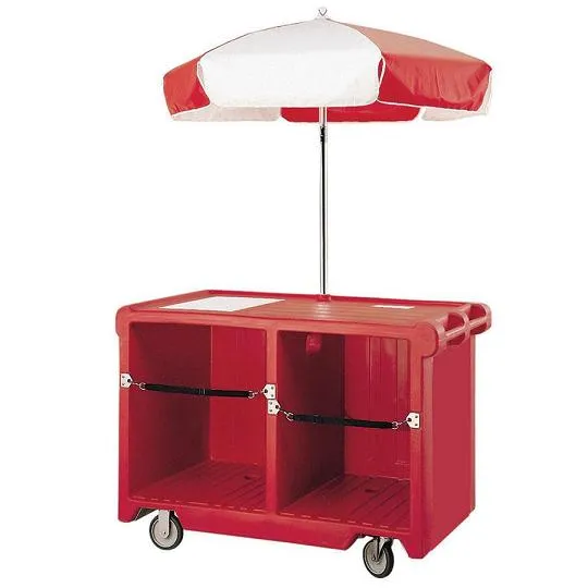 Cambro CVC55-158 - Camcruiser Hot Red Vending Cart w/ Umbrella 