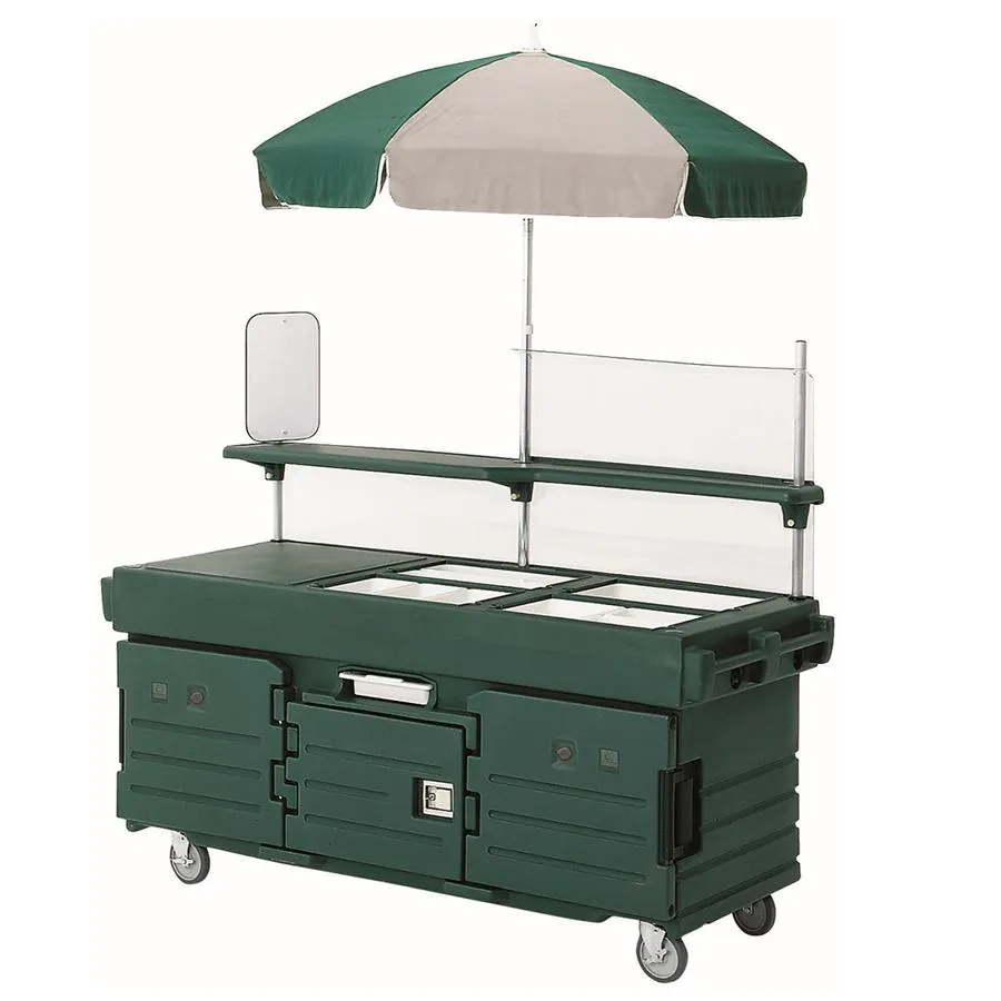 Cambro KVC854U-519 - CamKiosk Green Vending Cart w/ Pan Wells and Umbrella 