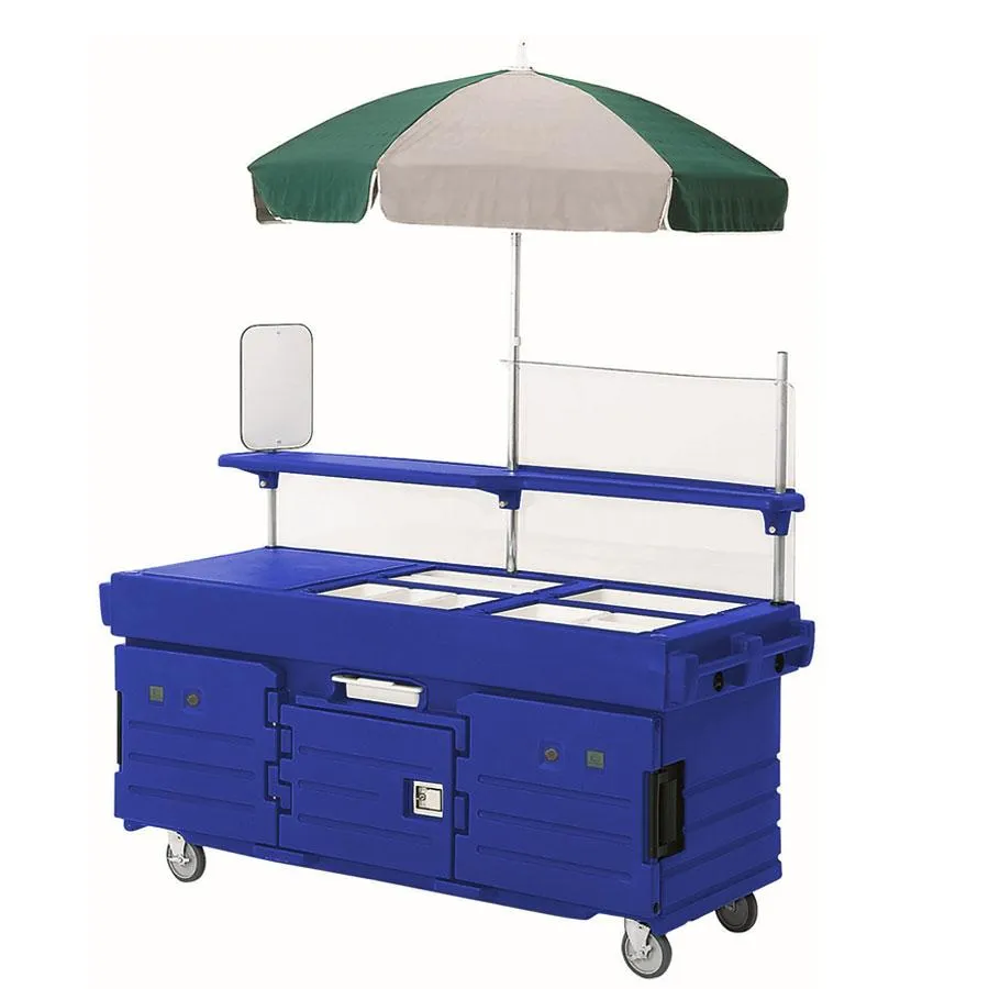 Cambro KVC856U-186 - CamKiosk Navy Blue Vending Cart w/ Pan Wells and Umbrella 