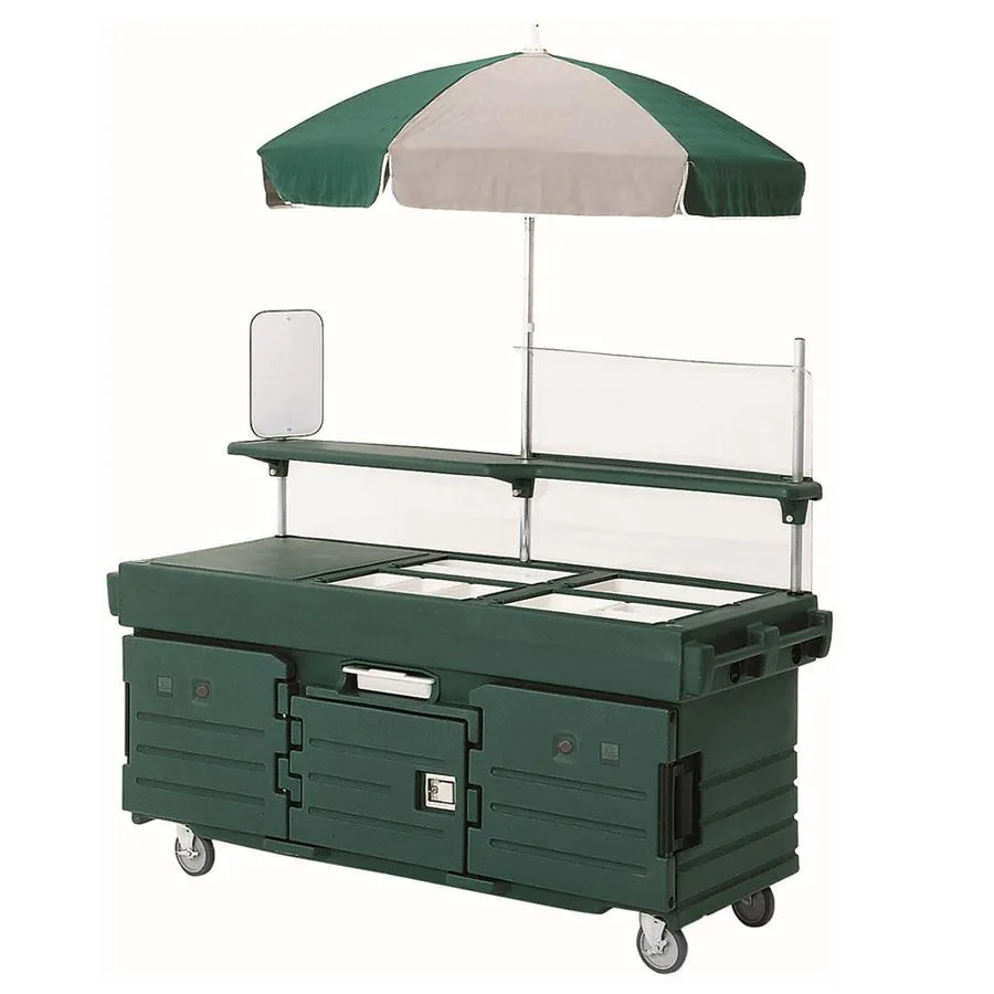Cambro KVC856U-519 - CamKiosk Green Vending Cart w/ Pan Wells and Umbrella 