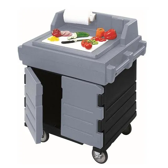 Cambro KWS40-426 - Black Base with Granite Gray Doors CamKiosk Food Preparation Work Station Cart 