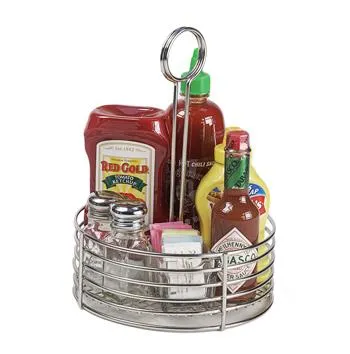 GET Enterprises - 4-81866 - Large Round Stainless Steel Table Caddy