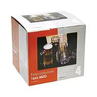 Thunder Group PLPCM001T - Polycarbonate Beer Mugs 16 Oz. (Pack of 4) 