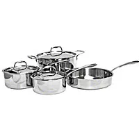 Thunder Group SLCK007 - Tri-ply Cookware 7 piece Stainless Steel Pan and Pot Set (1 per Case) 