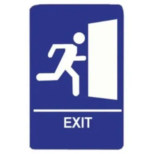 Update International S69B-10BL - 9" x 0.13" x 6" - Sign - Board - Exit Sign - - White on Blue  