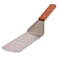 Update International WTPF-10 - 14.31" x 0.63" x 2.75" - Stainless Steel Perforated Turner with Wood Handle   