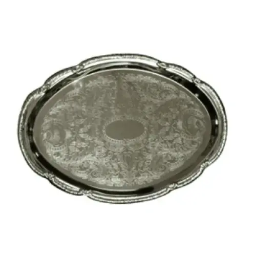 Update International CT-1813V - 18" x 13" Oval Chrome-Plated Serving Tray