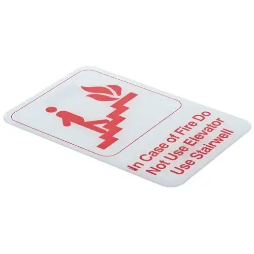 Update International S69-10RD - 9" x 0.06" x 6" - Sign - Board - In Case of Fire Do Not Use Elevator Use Stairway Sign - - on White  