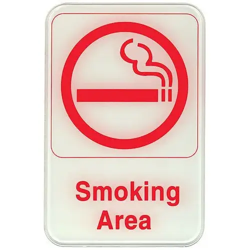 Update International S69-14RD - 9" x 0.06" x 6" - Sign - Board - Smoking Area Sign - - Red on White 