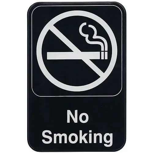 Update International S69-3BK - 9" x 0.06" x 6" - Sign - Board - No Smoking Sign - - White on Black 