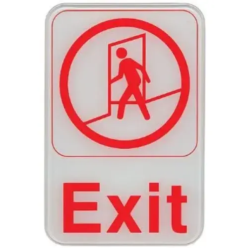 Update International S69-2RD - 9" x 0.06" x 6" - Sign - Board - Exit Sign - - Red on White  