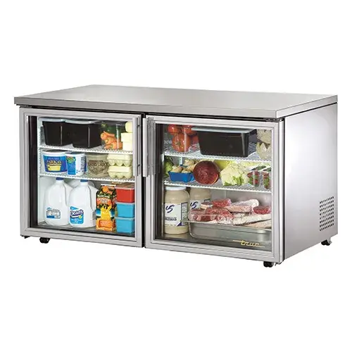 True TUC-60G-LP - 60.5" Low Profile Undercounter Refrigerator - 2 Glass Door 4 Shelves