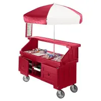 Cambro CVC724-158 - Camcruiser Hot Red Vending Cart w/ Umbrella 