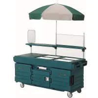Cambro KVC854U-192 - CamKiosk Granite Green Vending Cart w/ Pan Wells and Umbrella 