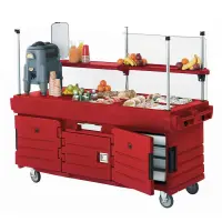 Cambro KVC856-158 - CamKiosk Hot Red Vending Cart w/ Pan Wells 