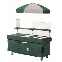 Cambro KVC856U-519 - CamKiosk Green Vending Cart w/ Pan Wells and Umbrella 