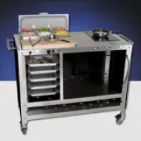 Cadco - CBC-PHRX-LST-PHR-1C - Stainless Steel Mobile Chef Cart w/ Glass Ceramic Range - Sixth Size Pans