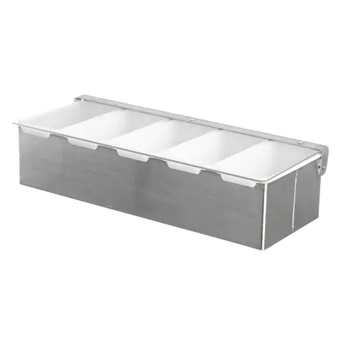 Update International CD-5 - Stainless Steel - Five Compartment - Condiment Dispensers - 6" x 3.5" x 15"