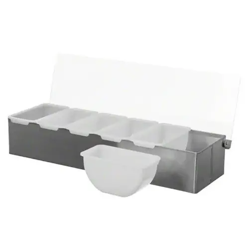 Update International CD-6 - Stainless Steel - Six Compartment - Condiment Dispensers - 3.5" x 5.8" x 18"