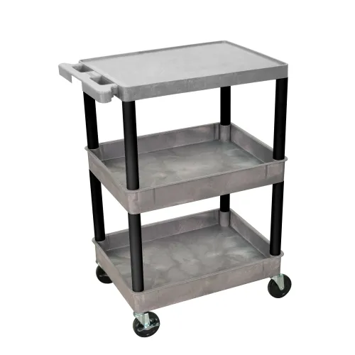 Luxor 3-Shelf Tub Cart, Gray