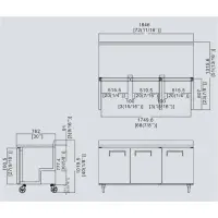 Atosa MGF8411 - 72" Worktop Refrigerator - 3 Doors
