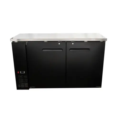 Universal UBB-24-60F 60 Black Solid Door Back Bar Refrigerator with LED  Lights