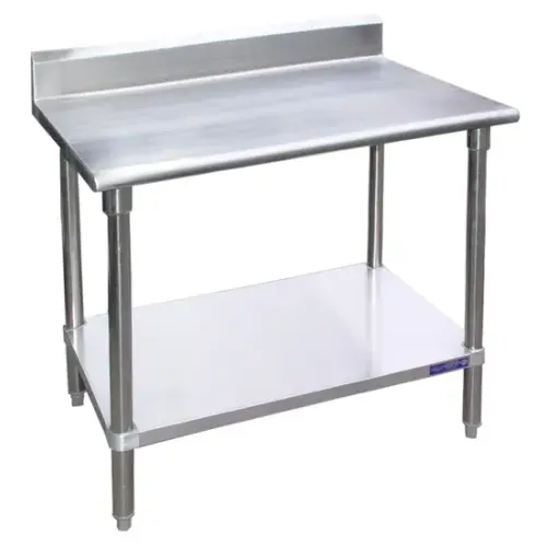 Universal B5SS24120 - 120" X 24" Stainless Steel Work Table W/ Back Splash and Stainless Steel Under Shelf