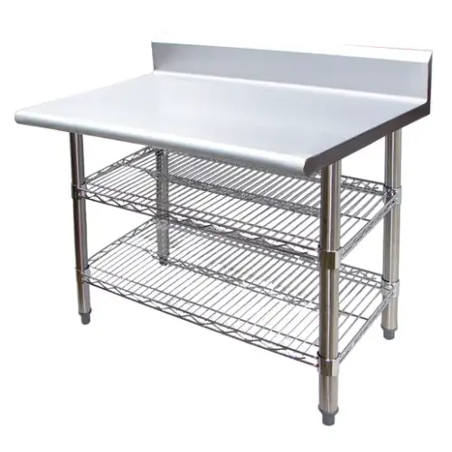 Universal B5TS3048 - 48" X 30" Stainless Steel Work Table W/ Back Splash and Wire Under Shelf