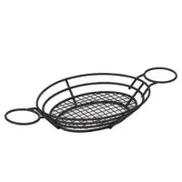 GET Enterprises - 4-38822 - 11" Black Grid Basket with 2 Ring Holders