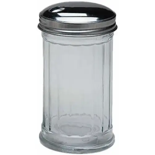 Update International SK-FFL - 12.5" x 6" x 9.5" - Glass Sugar Jar with Stainless Steel Side-Flap Top  
